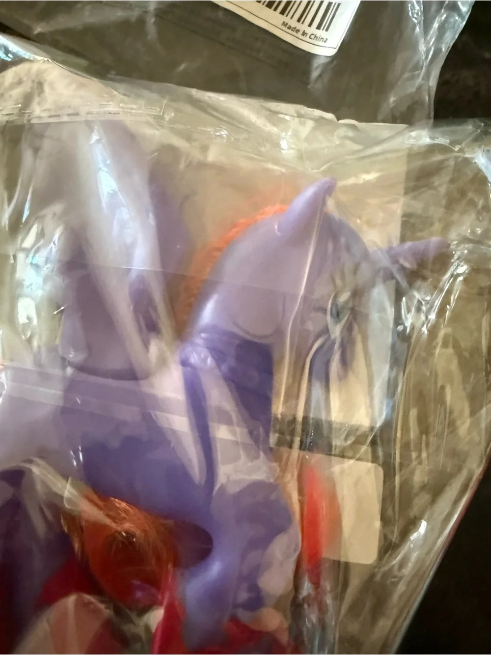 Purple Unicorn Winged Figure with Orange Mane - Kids Toy